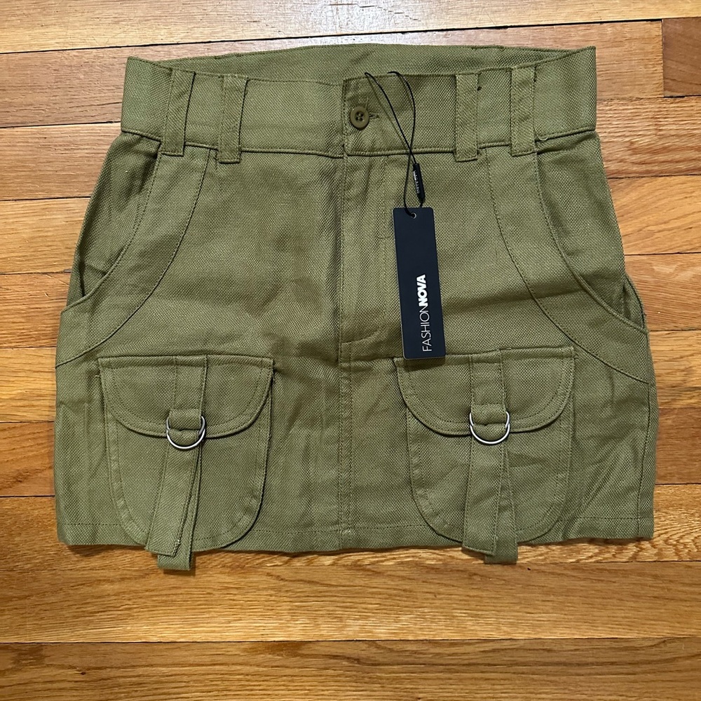 Fashion Nova Olive Green Utility Skirt